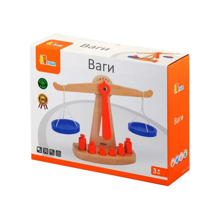 Деревянные обучающие весы Viga Toys с гирями (50660)
