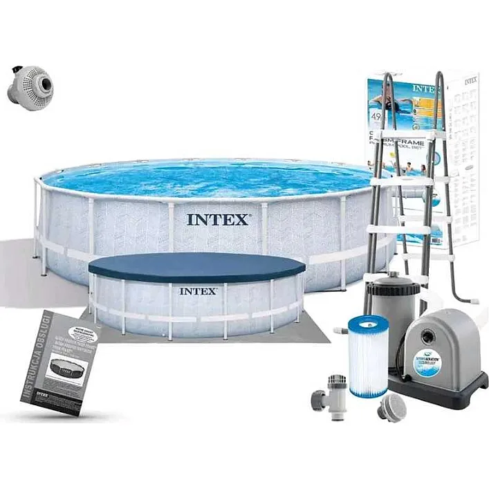 Intex Басейн каркасний 26746 (1) 488х122см (5 678 л/год, драбина, тент, підстилка), об`єм - 19156 л