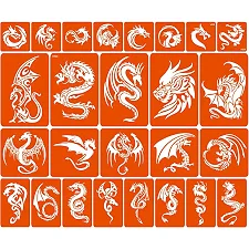 Набор трафаретов для био-тату «Драконы - большой микс» dragons-big-mix