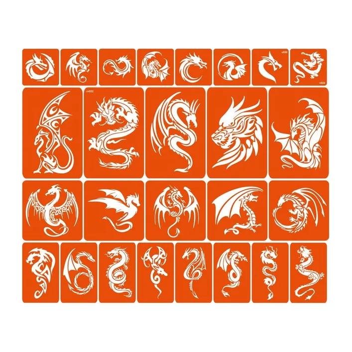 Набор трафаретов для био-тату «Драконы - большой микс» dragons-big-mix