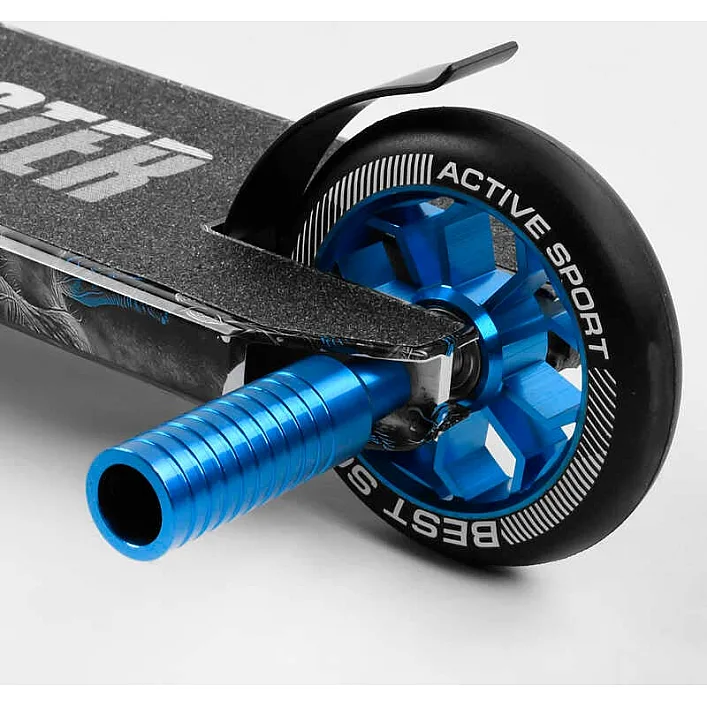 Самокат трюковый Best Scooter BS-77566 (4) HIC-система, ПЕГИ, алюминиевый диск и дека с ПРИНТОМ, колёса PU, d=110мм, ширина руля - 60 см, в коробке