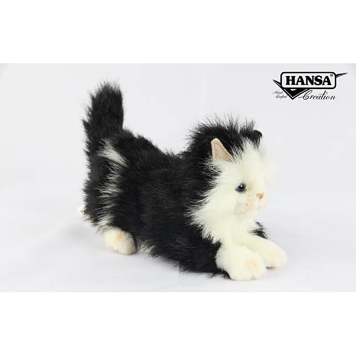 Мягкая игрушка Котенок черно-белый, лежащий, L. 25см, HANSA (8231)