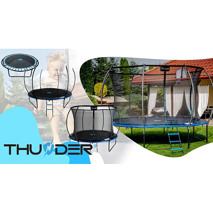Батут THUNDER INSIDE ULTRA с внутренней сеткой 14 футов 435 см черно-голубой