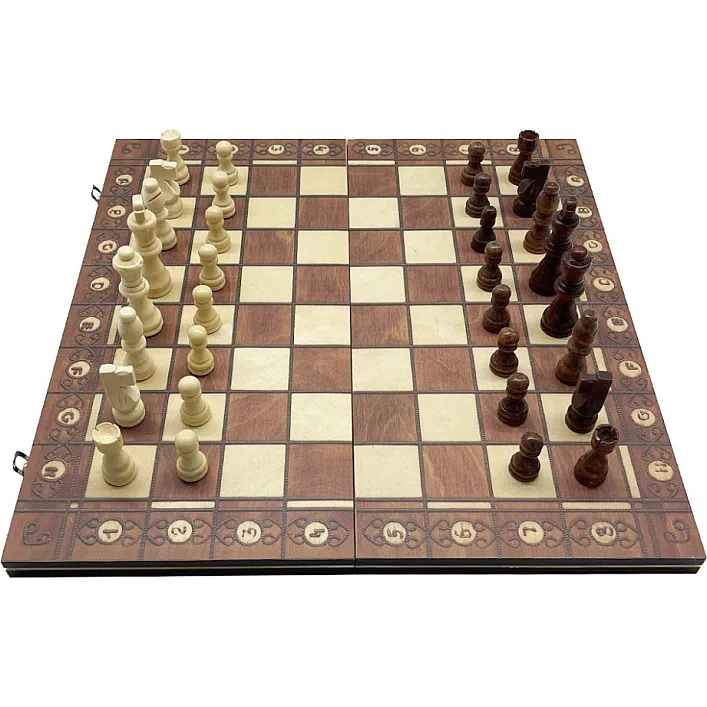 Набір настільних ігор "Шахи, нарди, шашки 3 в 1" Set1 NE-LG-11 ігрове поле 40х40 см