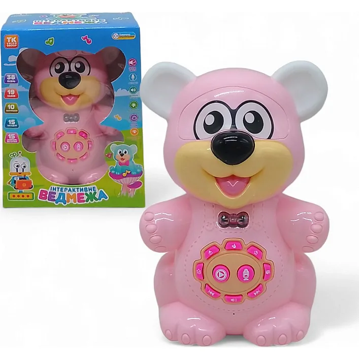 Интерактивная игрушка "Медвежонок", укр (розовый)