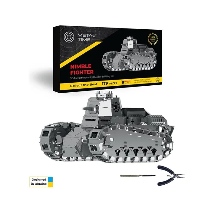 Коллекционная модель-конструктор Metal Time Nimble Fighter Танк Renault FT-17 механический (MT010)