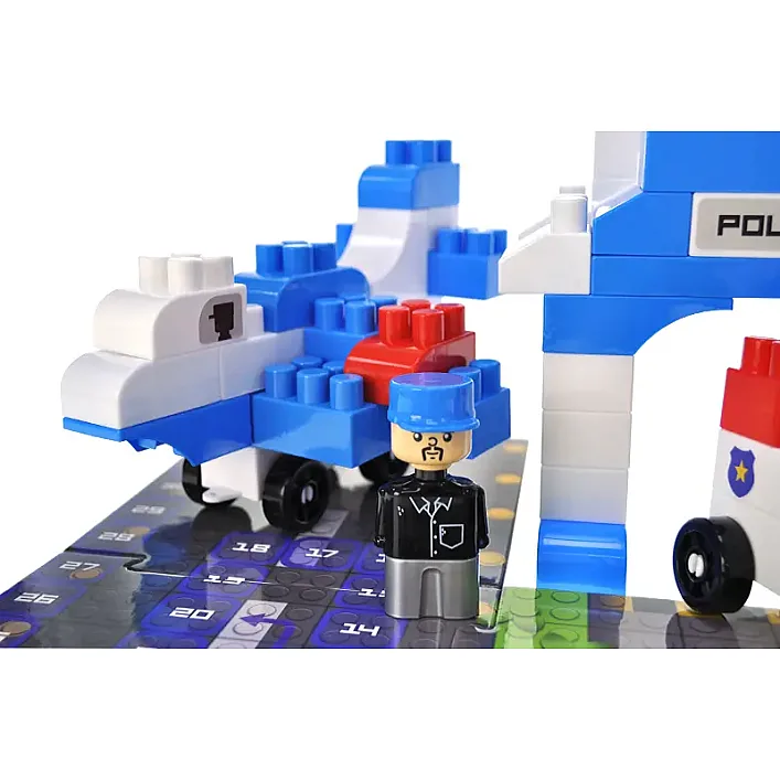 Конструктор "Block&Steps: Полицейский патруль" + ходилка и мемори игра 3в1, 94дет. QB300-002 qbee (Кон3932)