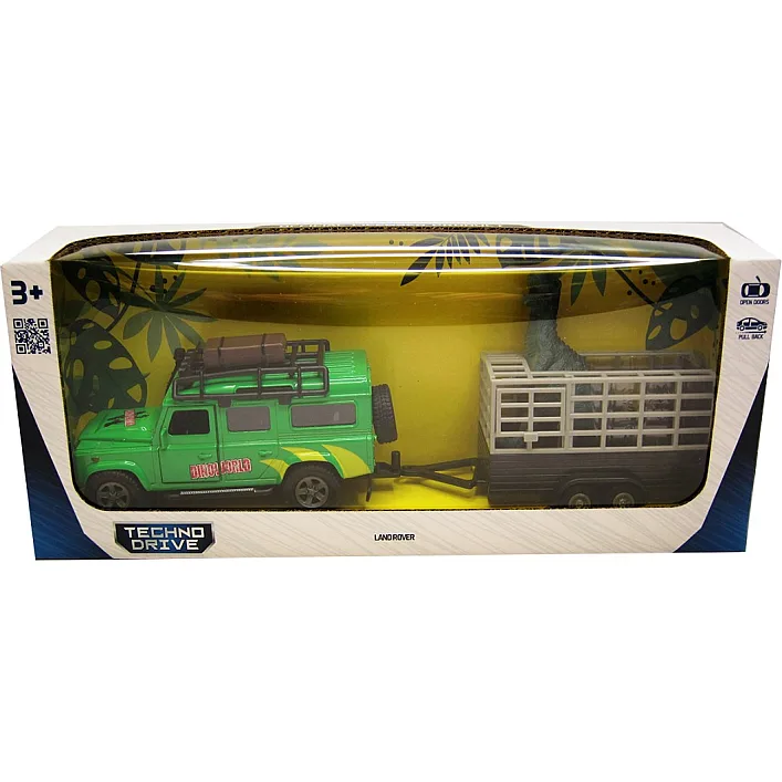 Игровой набор – LAND ROVER (с прицепом и динозавром) 520178.270 (Маш6514)