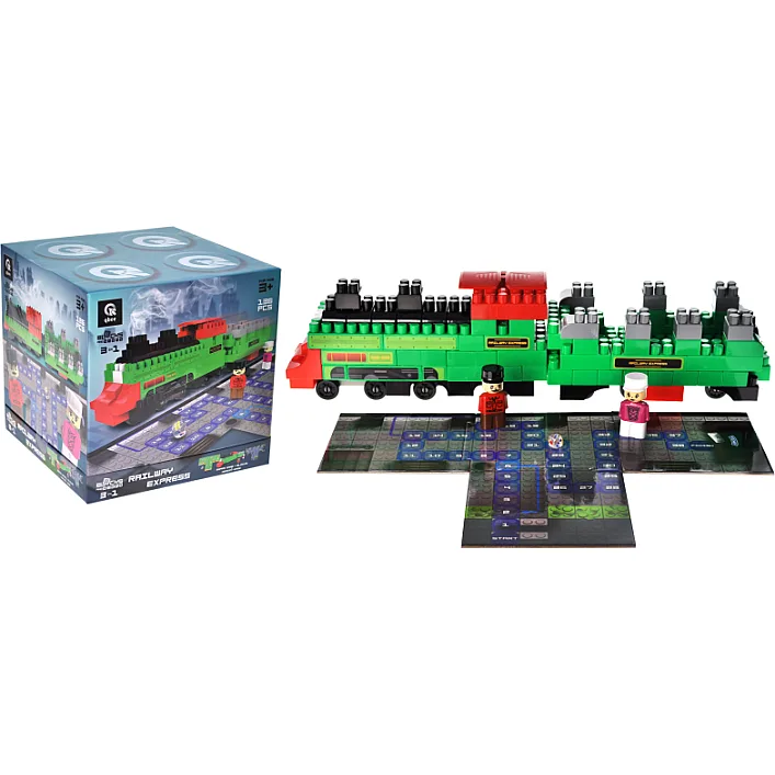 Конструктор "Block&Steps: Железнодорожный Экспресс" + ходилка и мемори игра 3в1, 136дет. QB300-202 qbee (Кон3282)