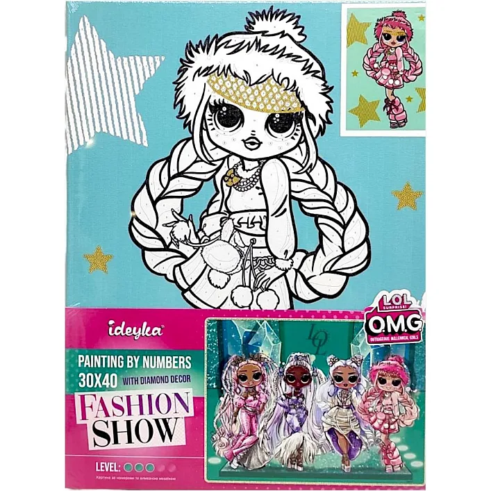 Набор для росписи по номерам для детей "L.O.L. Surprise! O.M.G. Fashion show La Rose" со стразами 30х40 см. KHO6271 (Нас5270)