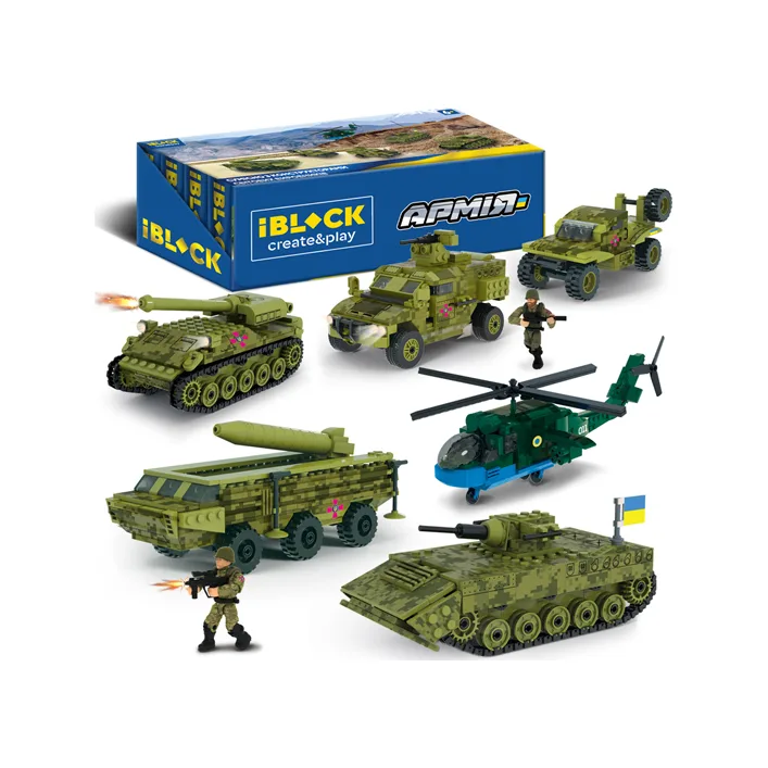 Конструктор IBLOCK , PL-921-489, 6 уп по 6 шт Армія, 178-349дет., 4 види, дисплей бокс. р, 49,2*19,2*16,5см (Кон2489)