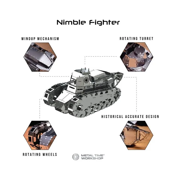 Коллекционная модель-конструктор Metal Time Nimble Fighter Танк Renault FT-17 механический (MT010)