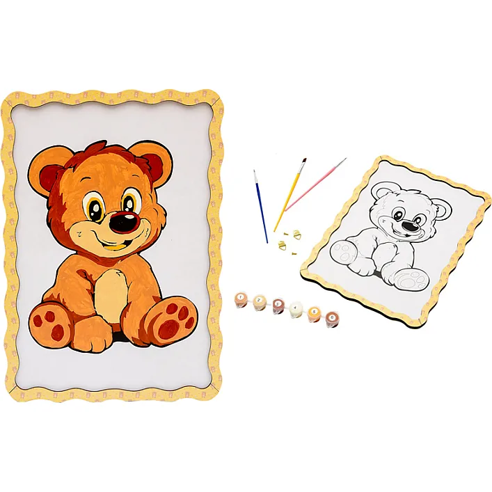 Картина по номерах Puz-22942 "Ведмедик" дерев'яна, формат А4 PuzzleOk (Нас4942)
