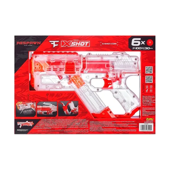 Скорострельный бластер X-Shot Chaos Faze Respawn 12 шариков (36499)
