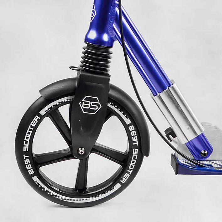 Самокат алюминиевый "Best Scooter" 49804 (2) колеса PU, ФАРА, зажим руля, d передних колес - 230мм, d задних колес 200мм, 1 амортизатор передний