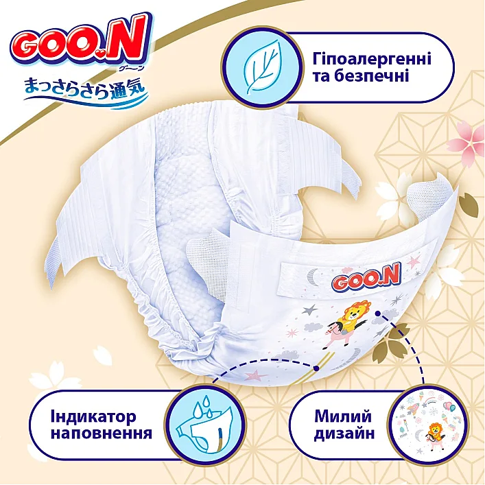 Подгузники Goo.N Premium Soft для детей (размер 3(M), 5-9 кг, 64 шт)