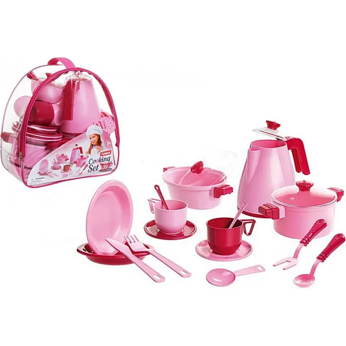 Набор посуды "Cooking Set" 39 предметов розовый 1764 Юника (Дев1764)