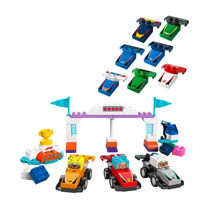 Конструктор LEGO DUPLO Town Автомобили для гонок и пилоты команд Формулы-1, 70 деталей (10445)