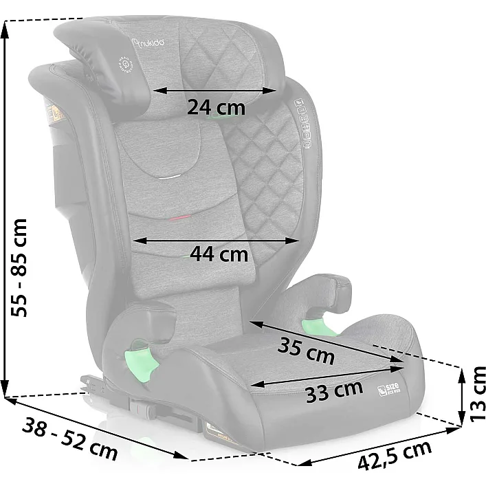Автокрісло Nukido Louis ISOFIX 15-36 кг, чорно-сіре
