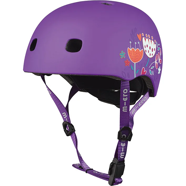 Захисний шолом MICRO - ФІОЛЕТОВИЙ З КВІТАМИ (48-53 cm, S)
