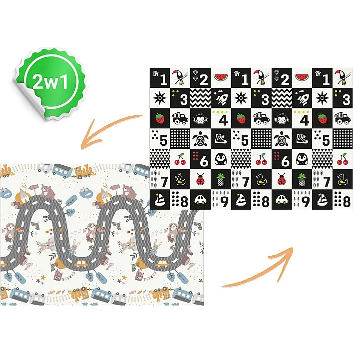 Килимок розкладний дитячий 200 x 150 x 1 см Nukido NK-341 Потяг-Цифри