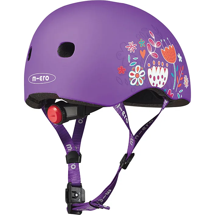 Захисний шолом MICRO - ФІОЛЕТОВИЙ З КВІТАМИ (48-53 cm, S)
