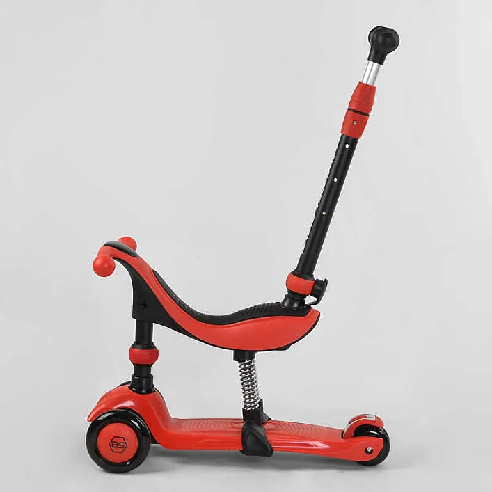 Самокат-велобег 3в1 трехколесный BS-71899 (4) Best Scooter, 3 колеса PU со светом, сидение, амортизаторы, родительская ручка