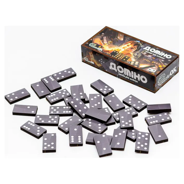 Настольная игра "Домино" деревянная в коробке Puz-22929 г.15*7*3,2см PuzzleOk (Дер9839)
