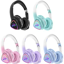Навушники C 64096 (80) 5 кольорів, bluetooth, підсвічування, карта пам’яті, слот для AUX-кабелю, мікрофон, акум. 200 mAh, в коробці, ВИДАЄТЬСЯ МІКС ВИ