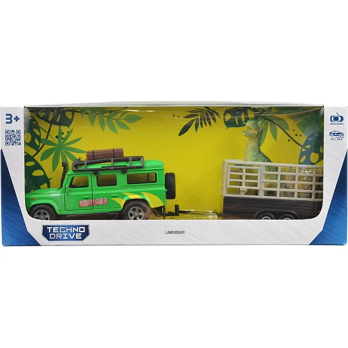 Игровой набор – LAND ROVER (с прицепом и динозавром) 520178.270 (Маш6514)