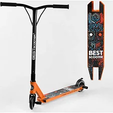 Самокат трюковый Best Scooter 18378 (1) HIC-система, ПЕГИ, алюминиевый диск и дека, колёса PU d-110мм, ширина руля-52см, высота - 83см, в коробке