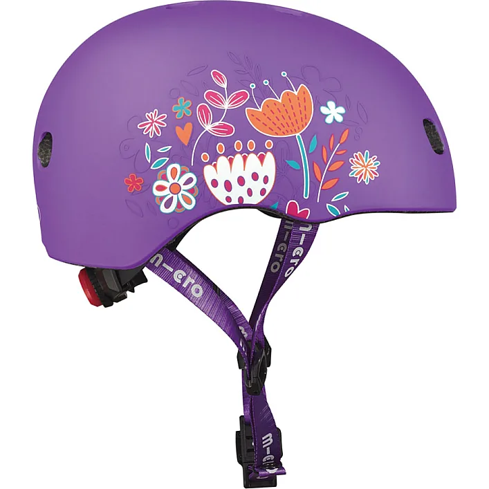 Захисний шолом MICRO - ФІОЛЕТОВИЙ З КВІТАМИ (48-53 cm, S)
