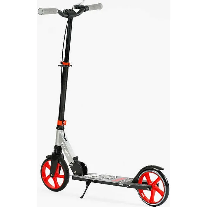 Самокат двухколесный "Best Scooter" SH-25048 (4) "SHARK", с ручным тормозом, зажим руля, колеса PU - 20 см, 1 амортизатор, в коробке