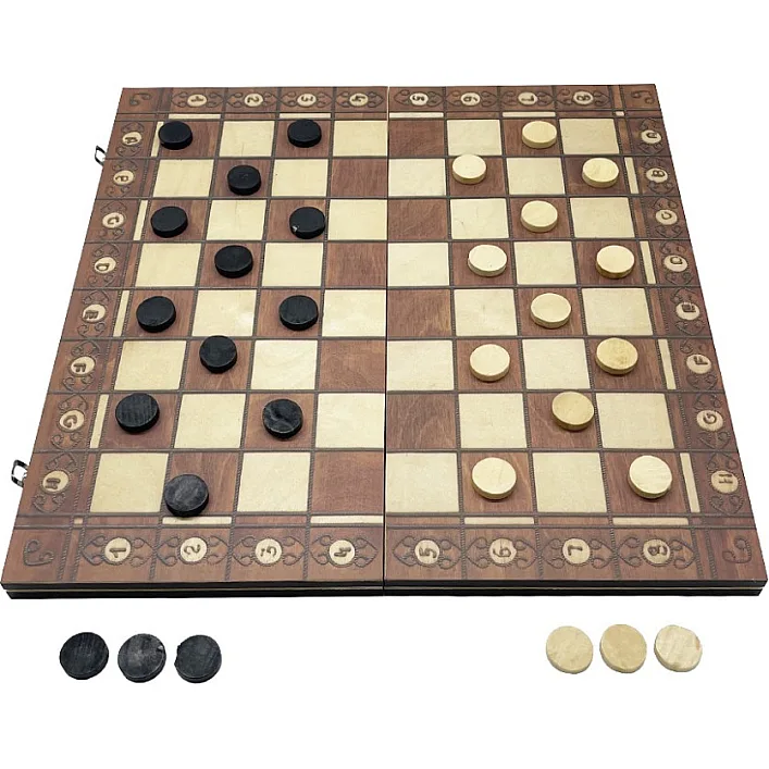 Набір настільних ігор "Шахи, нарди, шашки 3 в 1" Set1 NE-LG-11 ігрове поле 40х40 см