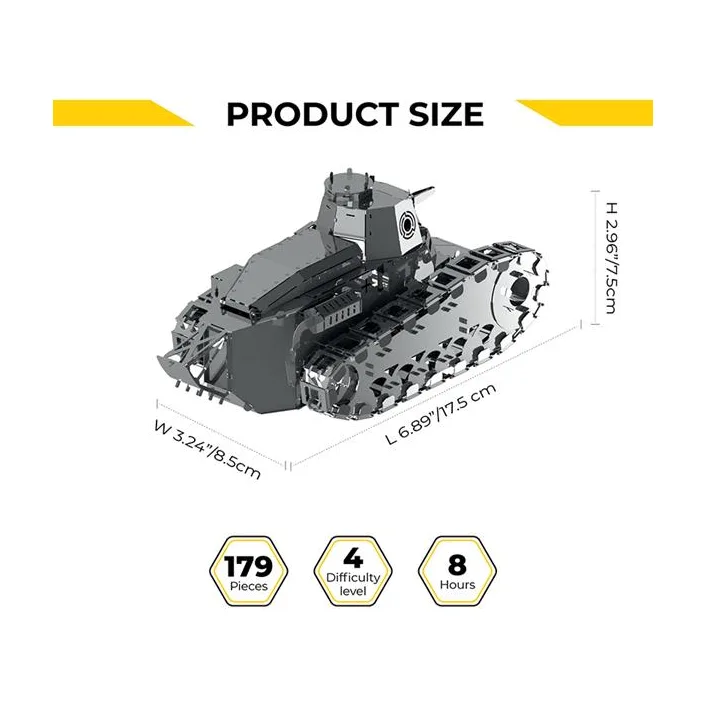 Коллекционная модель-конструктор Metal Time Nimble Fighter Танк Renault FT-17 механический (MT010)