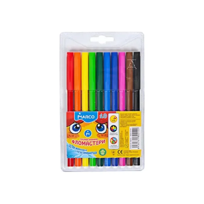 Фломастери Marco 1690-10, 10 кольорів Super Washable (Кнц2122)