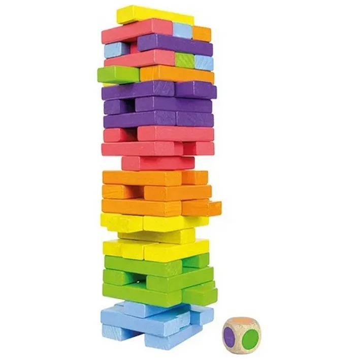 Игра настольная Башня-балансир цветная с кубиком 900781 IGROTECO (Дер6534)