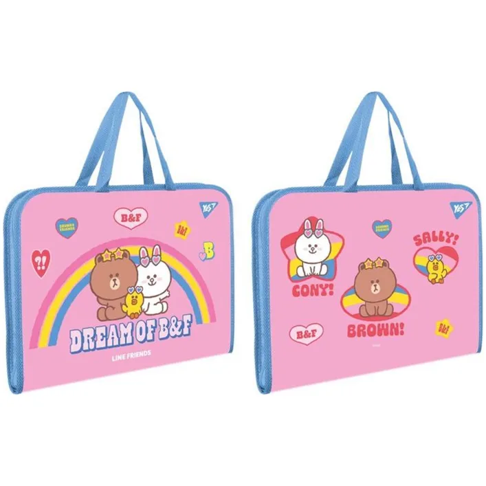 Папка-портфель YES FC на молнии с тканевыми ручками "Line Friends" 492171/492239 (Кнц2171)