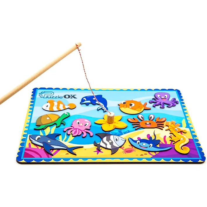 Деревянная игрушка "Рыбалка" на магните 12 элементов, А3 PuzA3-90272 PuzzleOk (Дер0272)