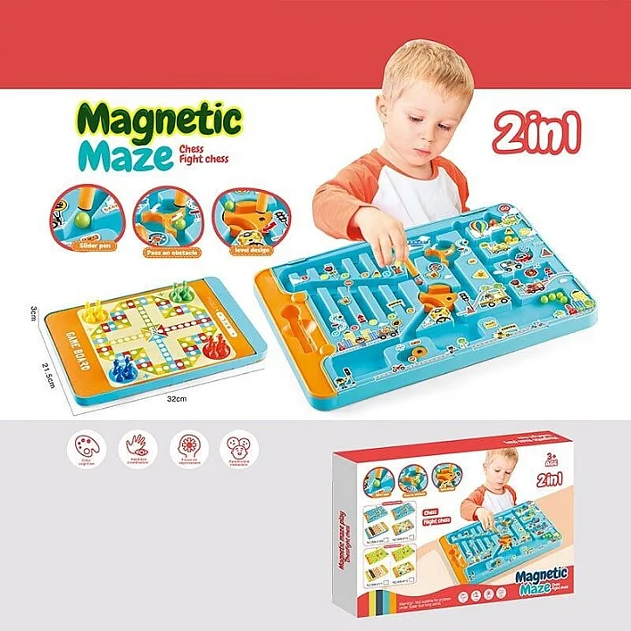 Магнитная игра 2в1 898-9110 (36) сортер, настольная игра, магнитный стилус, в коробке