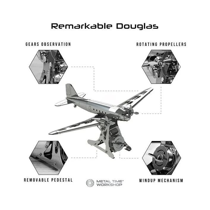 Колекційна модель-конструктор Metal Time Remarkable Douglas Літак DC-3 механічний (MT057)