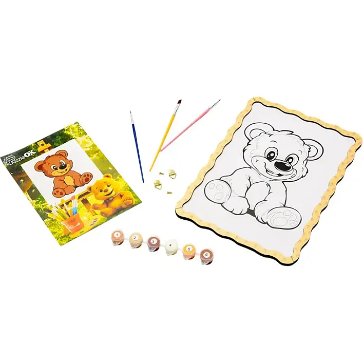 Картина по номерах Puz-22942 "Ведмедик" дерев'яна, формат А4 PuzzleOk (Нас4942)