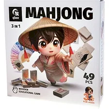 Деревянная игра "Детский Маджонг" 49 деталей р. 21,5*21,5*6см qbee (Дер5916)
