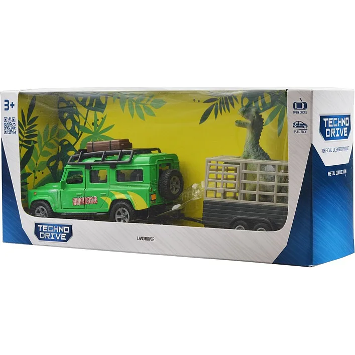 Игровой набор – LAND ROVER (с прицепом и динозавром) 520178.270 (Маш6514)