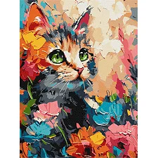 Набір для розпису по номерах 30x40 см KHO6598 "Пухнастий котик" Ideyka (Нас5341)