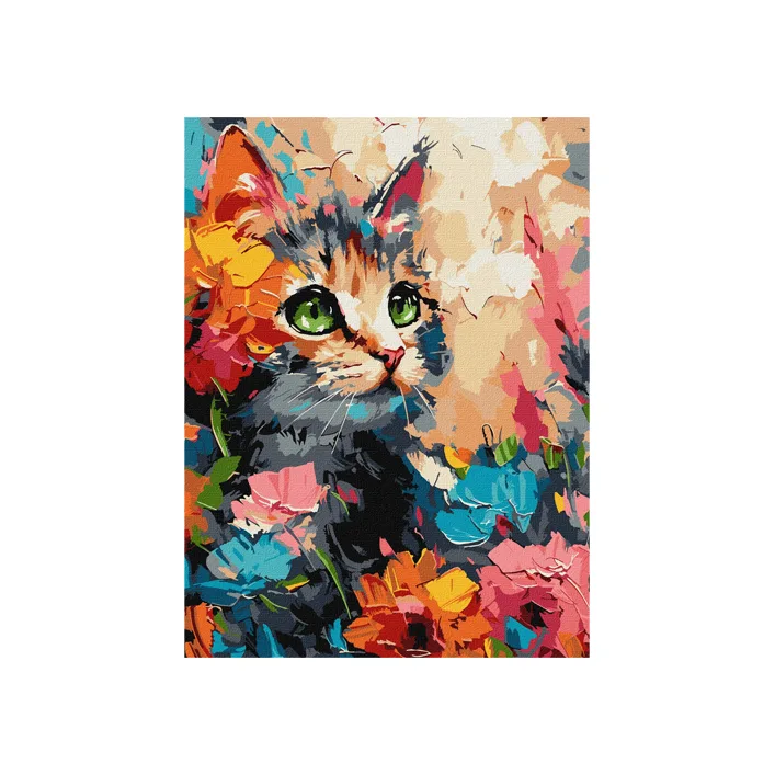 Набір для розпису по номерах 30x40 см KHO6598 "Пухнастий котик" Ideyka (Нас5341)