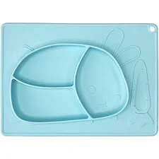 Силиконовая тарелка-коврик "Зайчик" MGZ-0119(Blue) 19х27 см