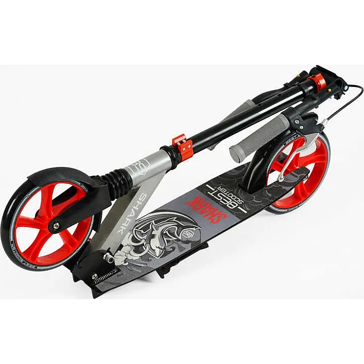 Самокат двухколесный "Best Scooter" SH-25048 (4) "SHARK", с ручным тормозом, зажим руля, колеса PU - 20 см, 1 амортизатор, в коробке