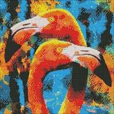 Алмазная мозаика "Оранжевые фламинго", 40х40 см