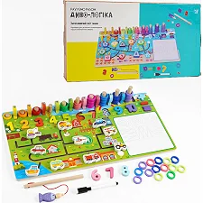 Логическая деревянная доска "Чудо-логика" 47699 №4 "Машинки" (24) "WToys" магнитная рыбалка,пальчиковый лабиринт, доска для рисования, в коробке